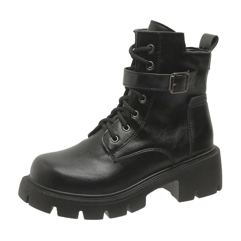 Botas Martin para mujer otoño e invierno nuevas tallas grandes cabeza redonda tacón grueso Casual media pantorrilla