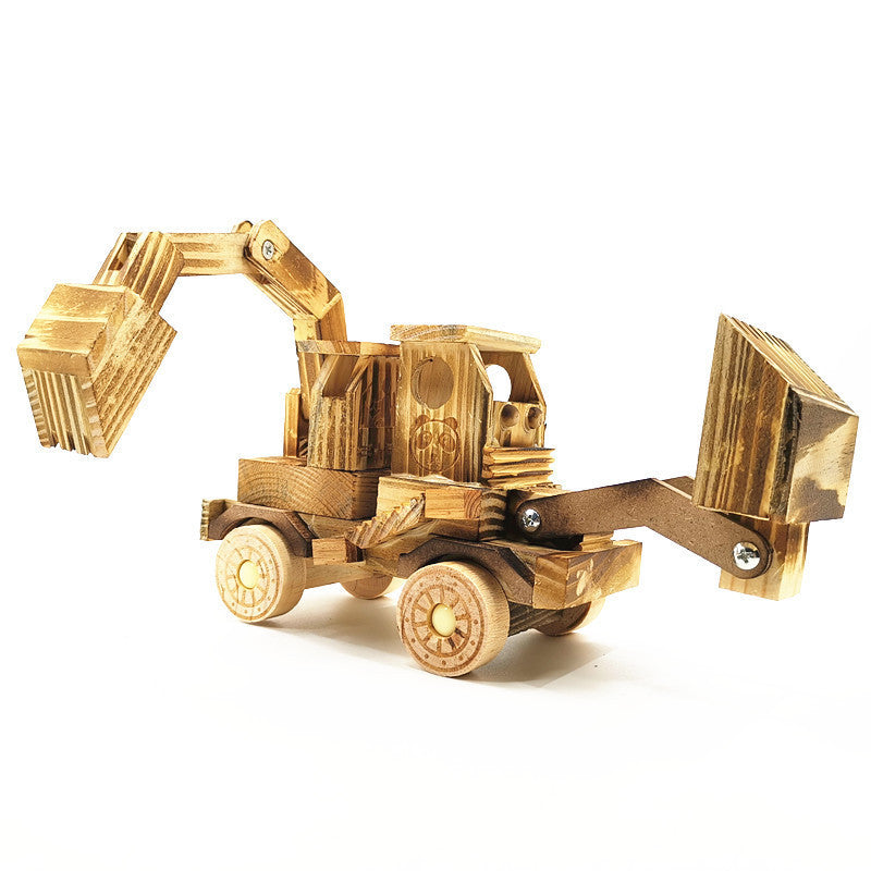 Juguete modelo de excavadora de madera, juguete grande