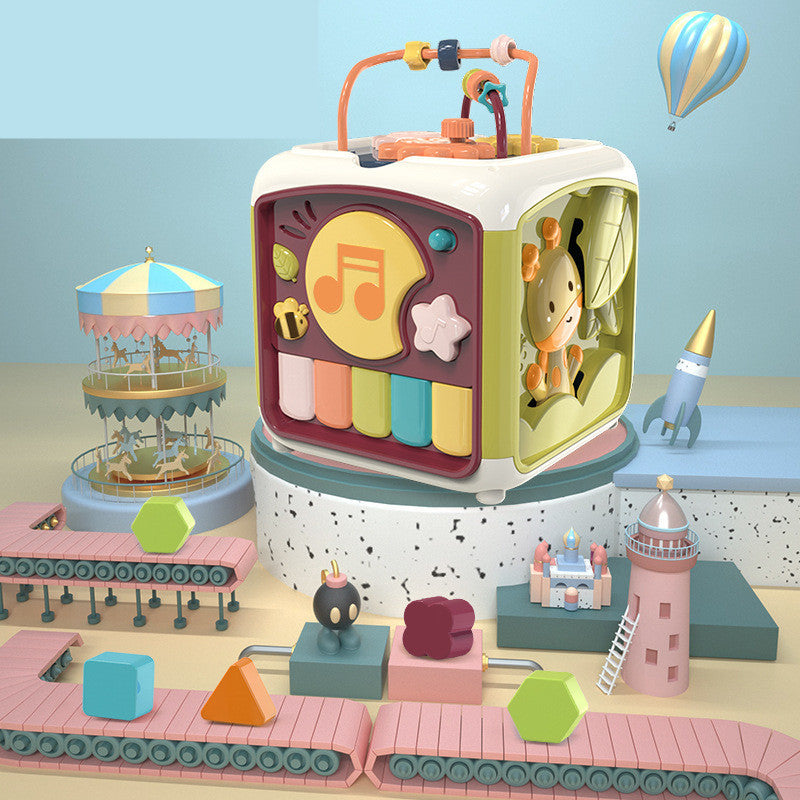 Jouet éducatif en polyèdre de tambour à tapoter pour enfants