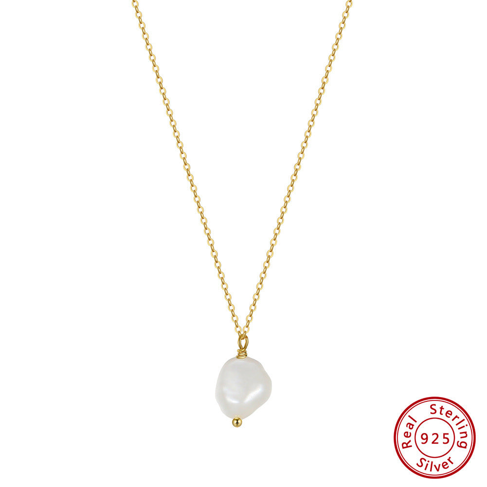 Joyería Collar de perlas naturales de agua dulce de plata esterlina S925