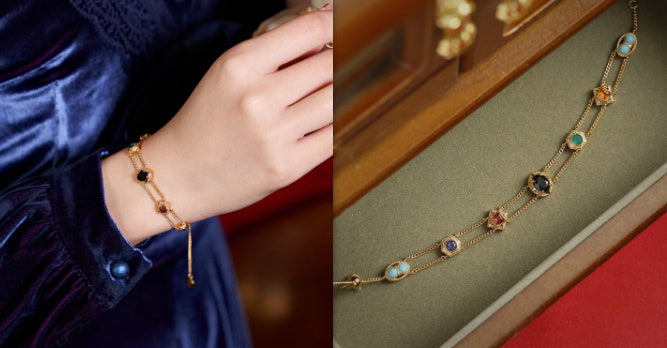 Rainbow Rainbow Color Zircon Double-layer Bracelet