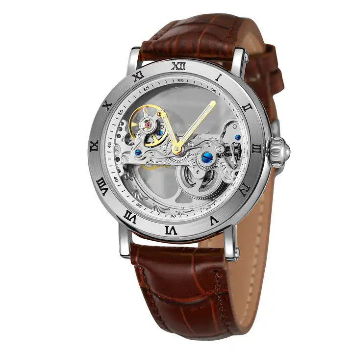 Montre mécanique automatique à mouvement creux double face à la mode