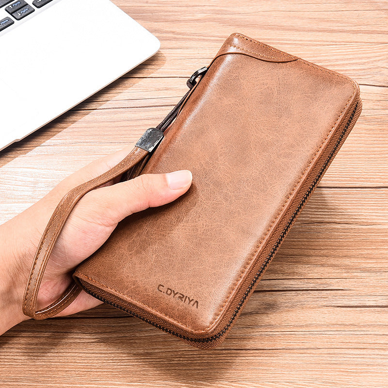 Portefeuille d'affaires Simple porte-carte multifonctionnel portefeuille pour hommes portefeuille à fermeture éclair longue