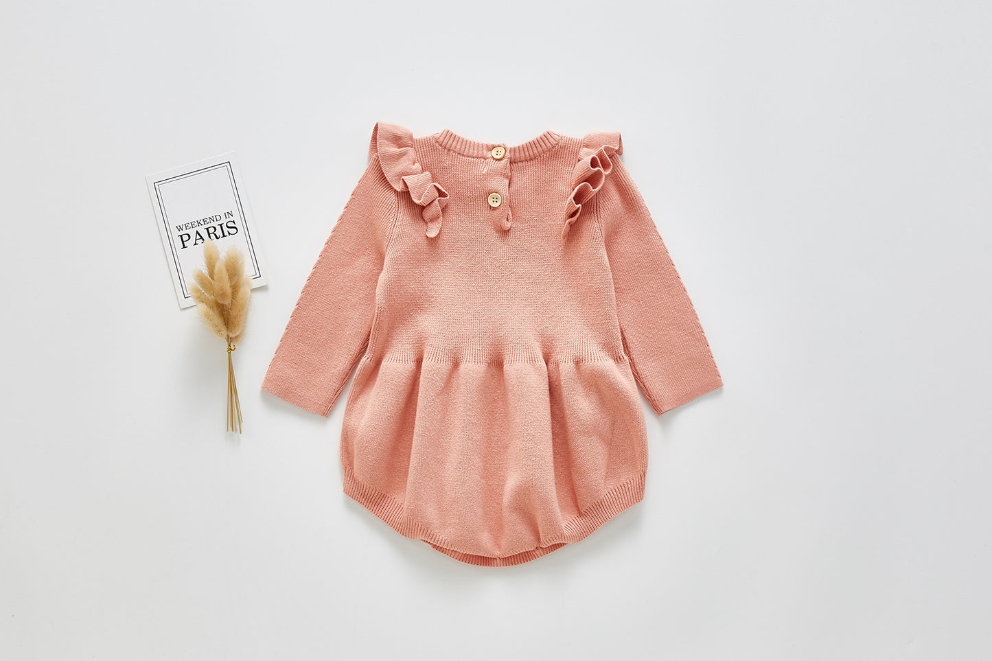 Vêtements une pièce tricotés pour bébé, petites manches volantes