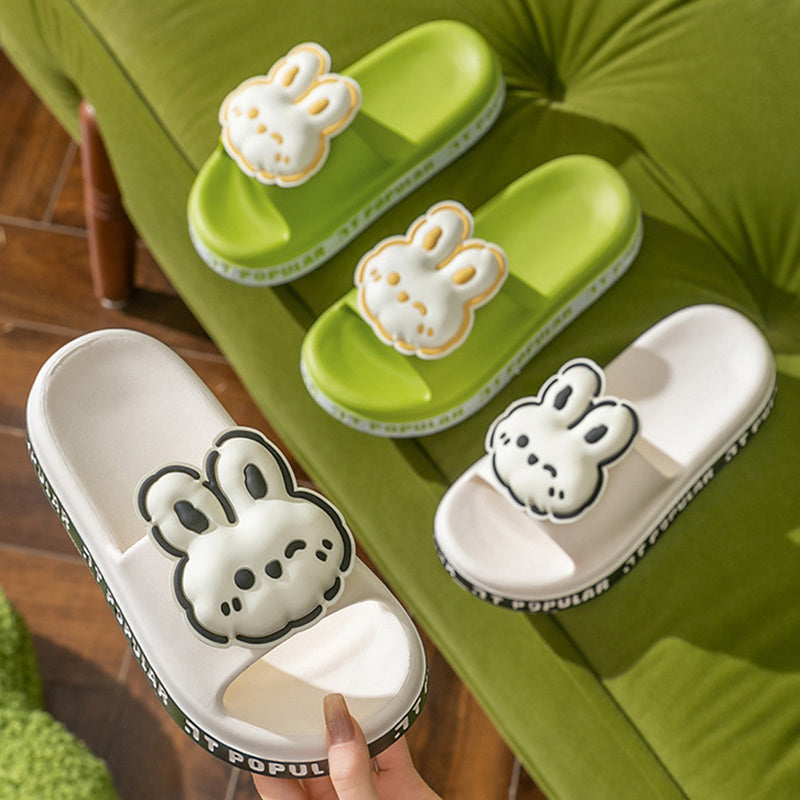 Pantoufles de lapin mignonnes pour femmes, chaussures d'été de jardin avec lettres, antidérapantes, pour l'intérieur, la salle de bain, la maison