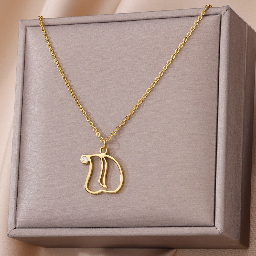 Collier avec pendentif en forme de lettre creuse Simple pour filles, ornement en acier inoxydable