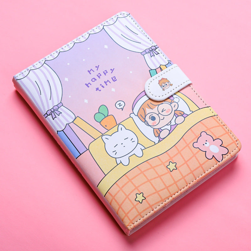 Kaba Bear Hippo-Cuaderno pequeño con hebilla magnética, cuaderno portátil con forma de corazón para niña, libro de mano bonito y creativo
