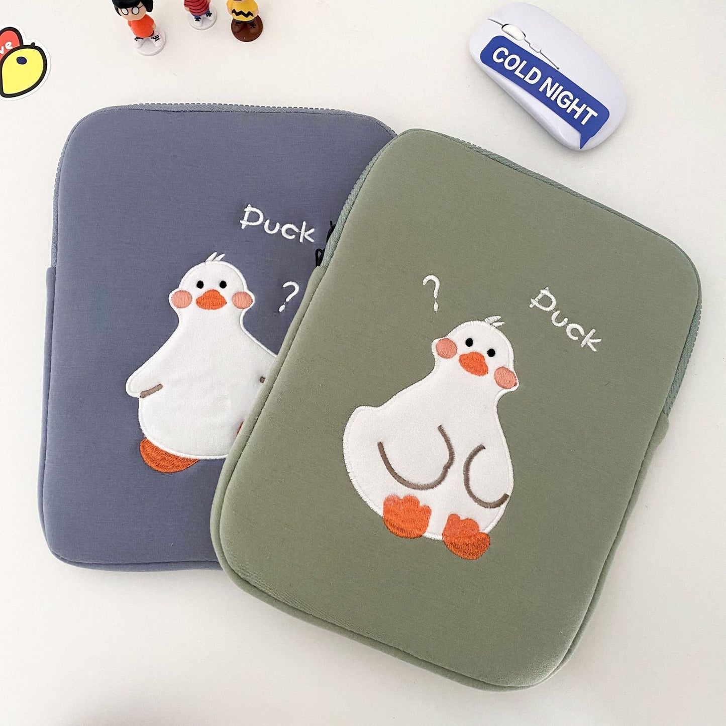Étui pour tablette de conception de niche avec broderie de canard mignon de dessin animé