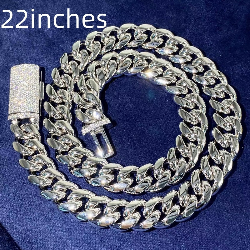 Collier Hip Hop incrusté d'acier inoxydable de 8mm, boucle Vvs Moissanite