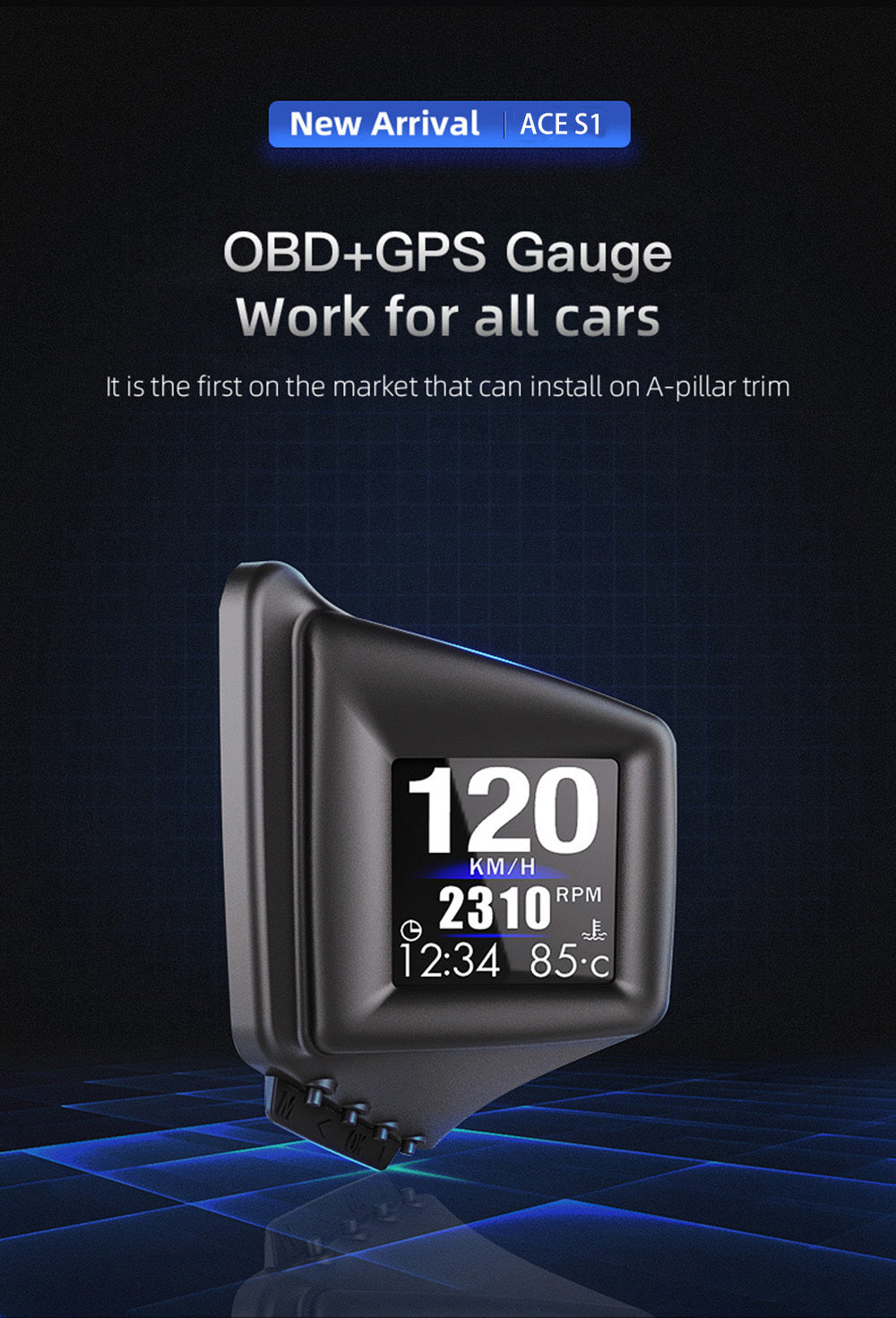 Pantalla de coche AP-1 HUD Head-up Display OBD GPS conducción tabla de códigos de computadora