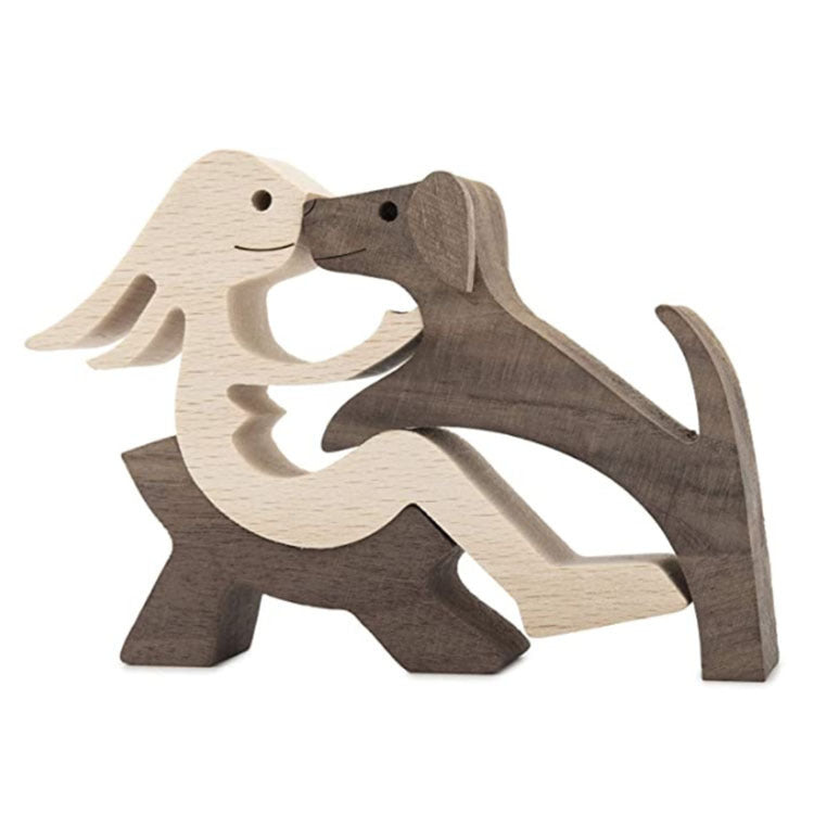 Figurine de chien en bois à faire soi-même, Sculpture de décoration de maison, un homme et un chien, Sculpture en bois, cadeaux de noël, modèle de décoration