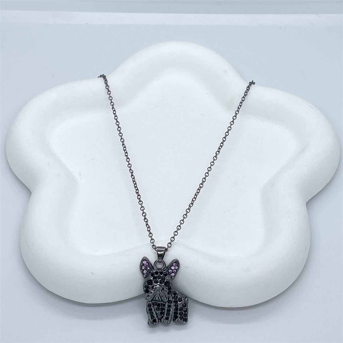 Black France Dog-shaped Pendant Necklace