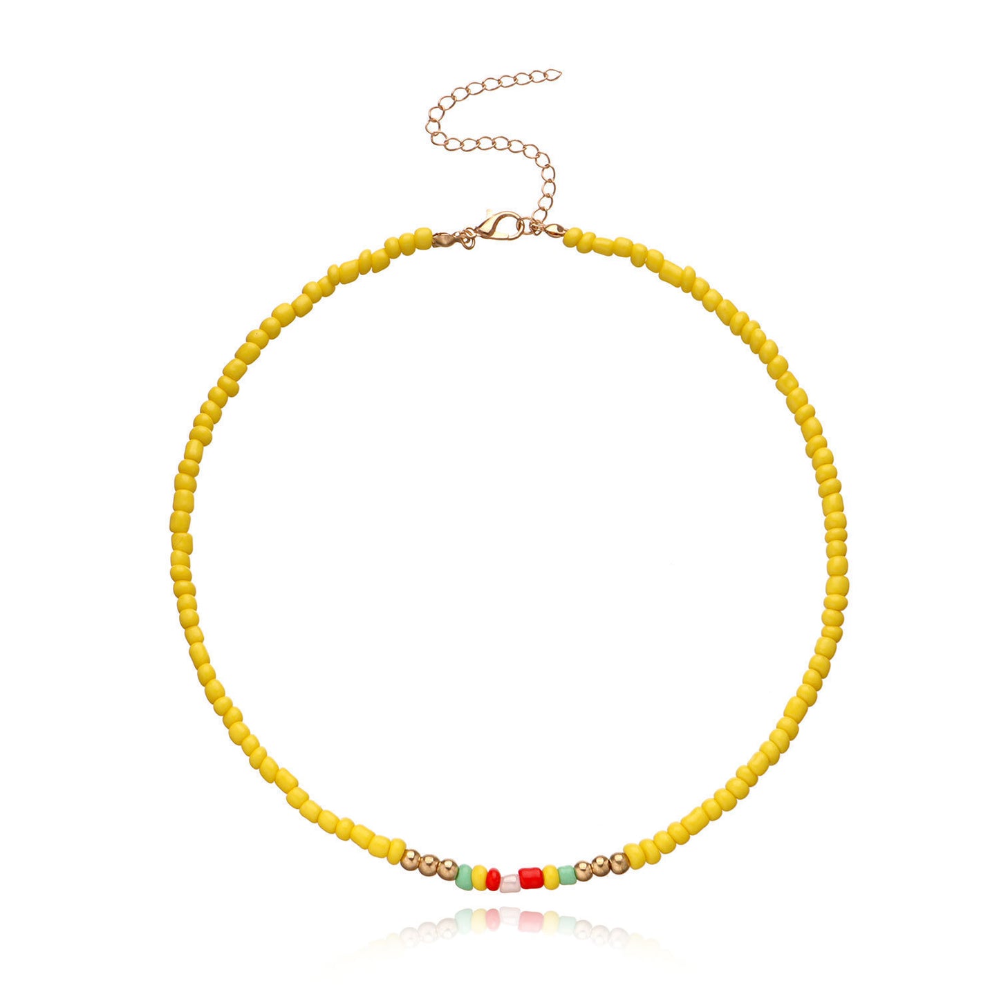 Collier pour femme en perles de verre blanc naturel, doux et simple
