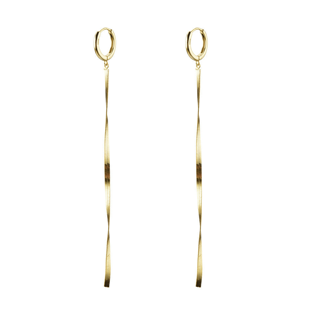 Boucles d'oreilles longues serpent en argent sterling à la mode
