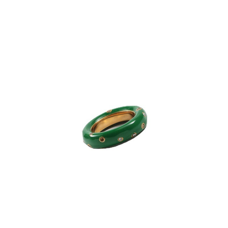 Green Enamel Ring Women's Titanium Steel Material