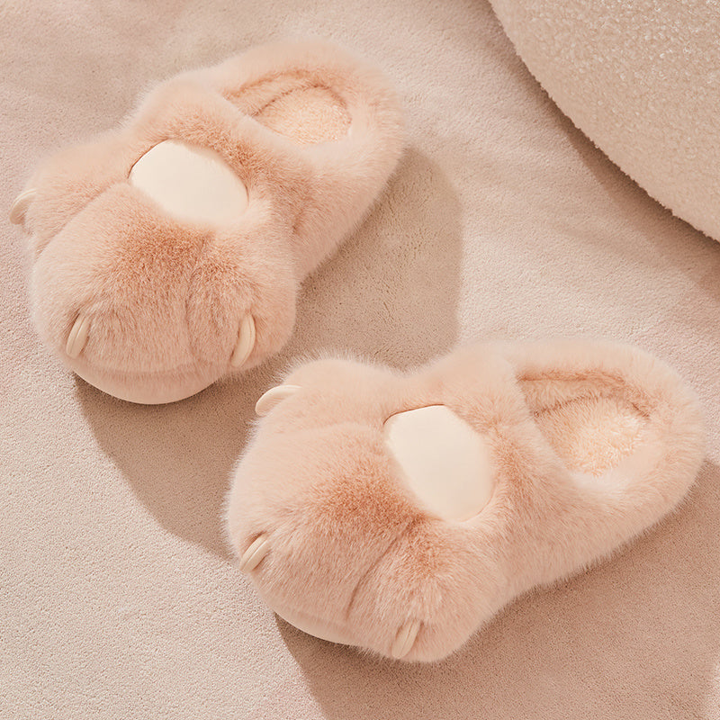 Pantoufles mignonnes en coton à griffes de chat
