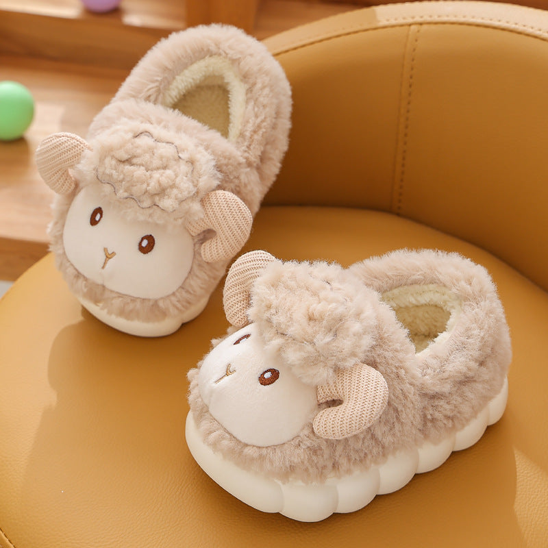 Pantoufles en coton pour enfants, pantoufles moelleuses d'intérieur de dessin animé mignon