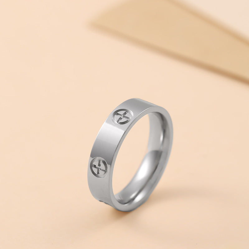 Bague métallique à imprimé croisé, conception simple