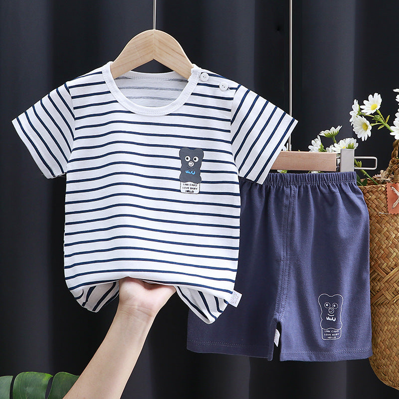 Costume à manches courtes pour enfants, T-shirt en coton, vêtements pour bébés