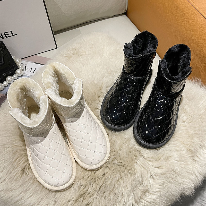 Bottes de neige imperméables pour femmes, losange, antidérapantes, épaisses