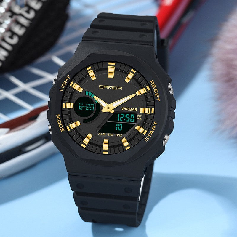 Montre électronique de sport multifonctionnelle étanche à double affichage