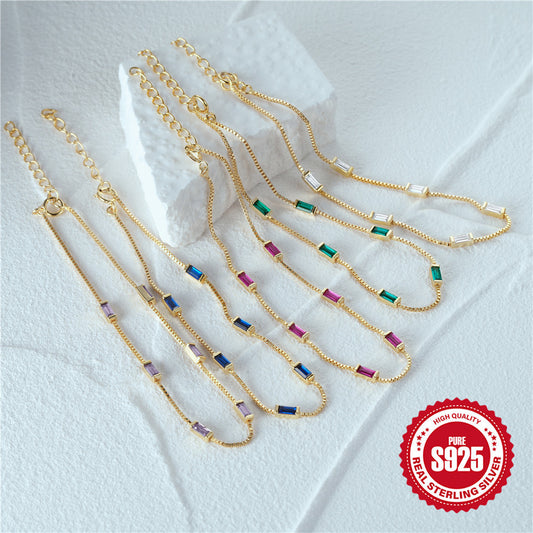 Bracelet en argent sterling avec zircon bleu, luxe léger et simplicité