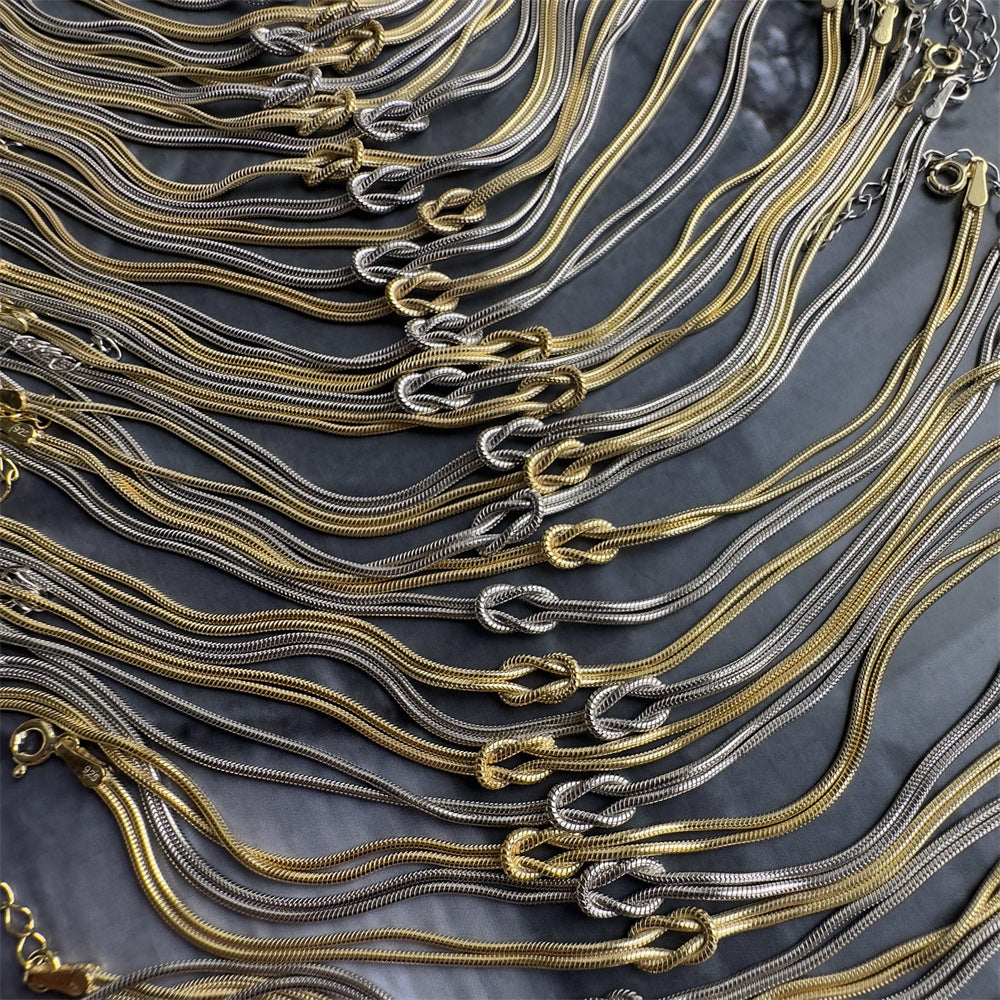 Collier chaîne serpent en acier inoxydable pour la saint-valentin, Bracelet noué à la main