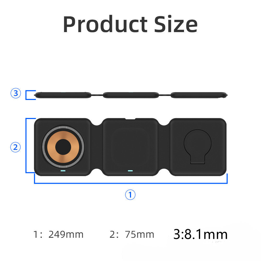 Chargeur sans fil 3-en-1 pliable magnétique élégant