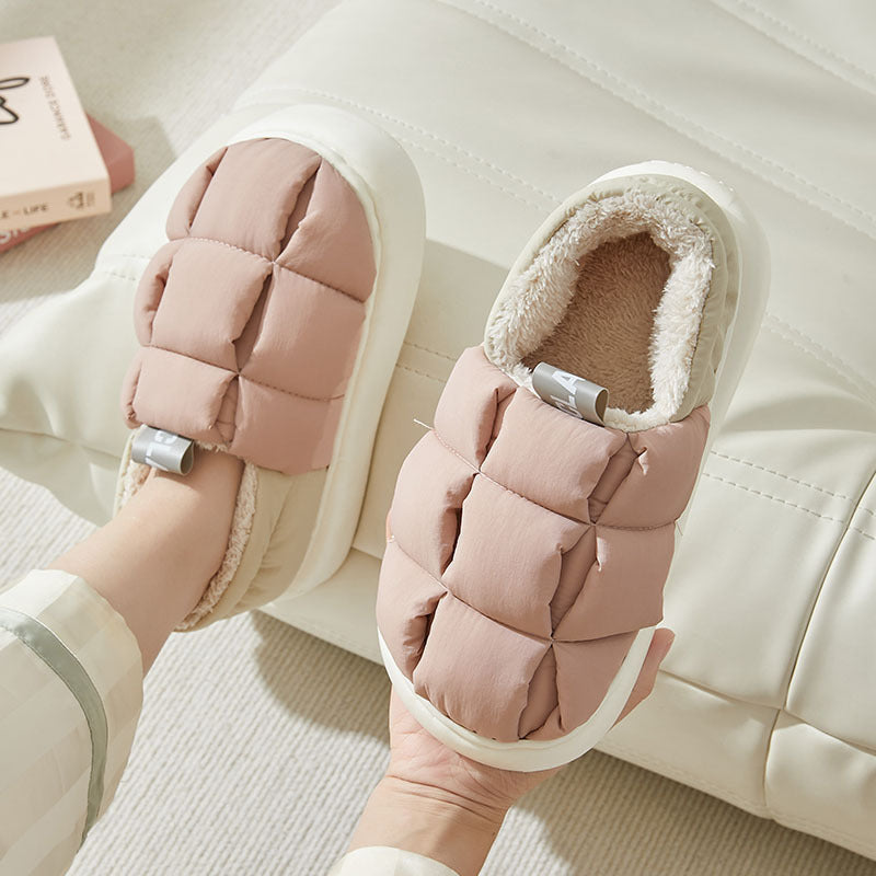 Chaussures en coton pour Couples, couleurs simples assorties, Surface supérieure douce, vêtements chauds pour la maison