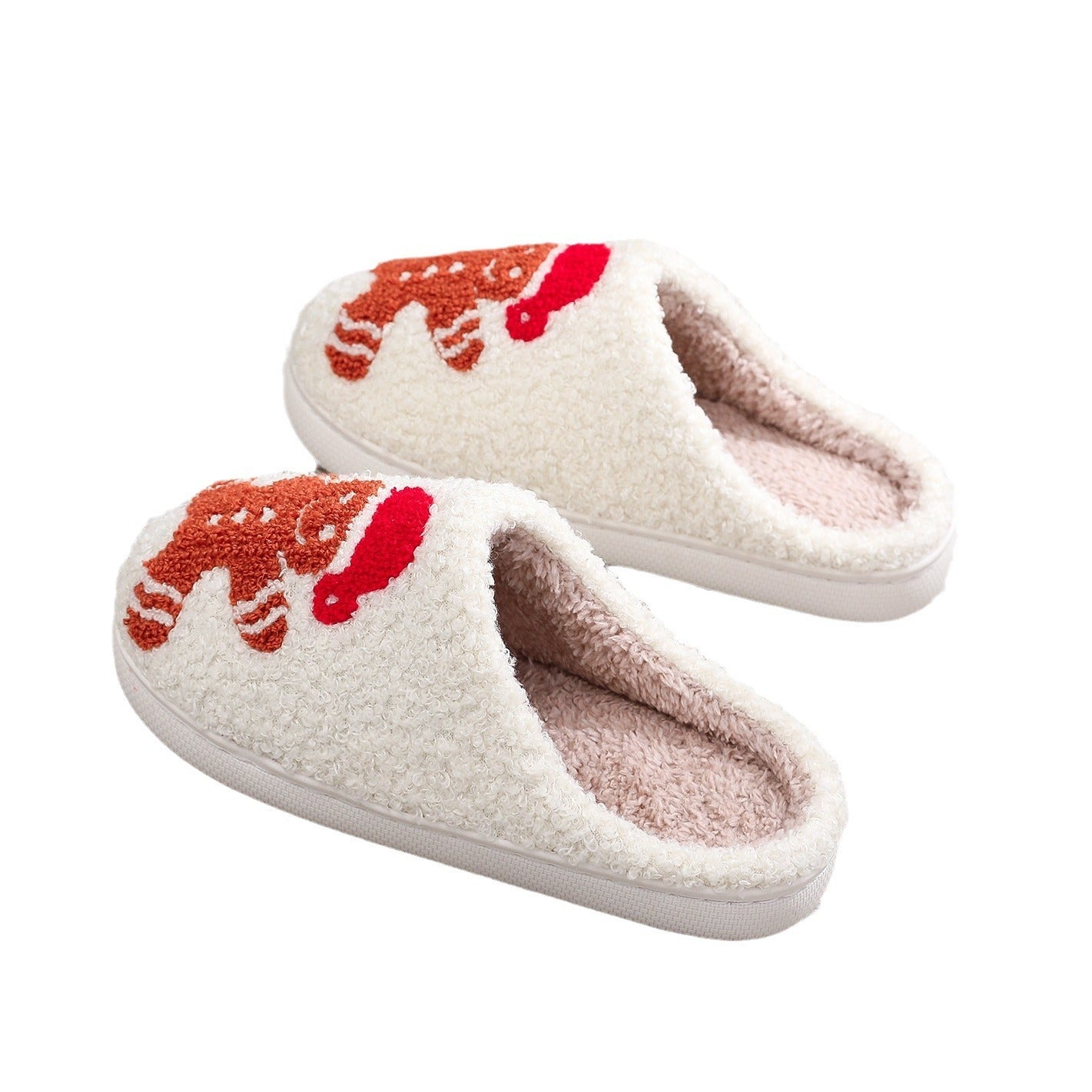Pantoufles de noël en coton pour homme en pain d'épices, pour la maison et l'hiver