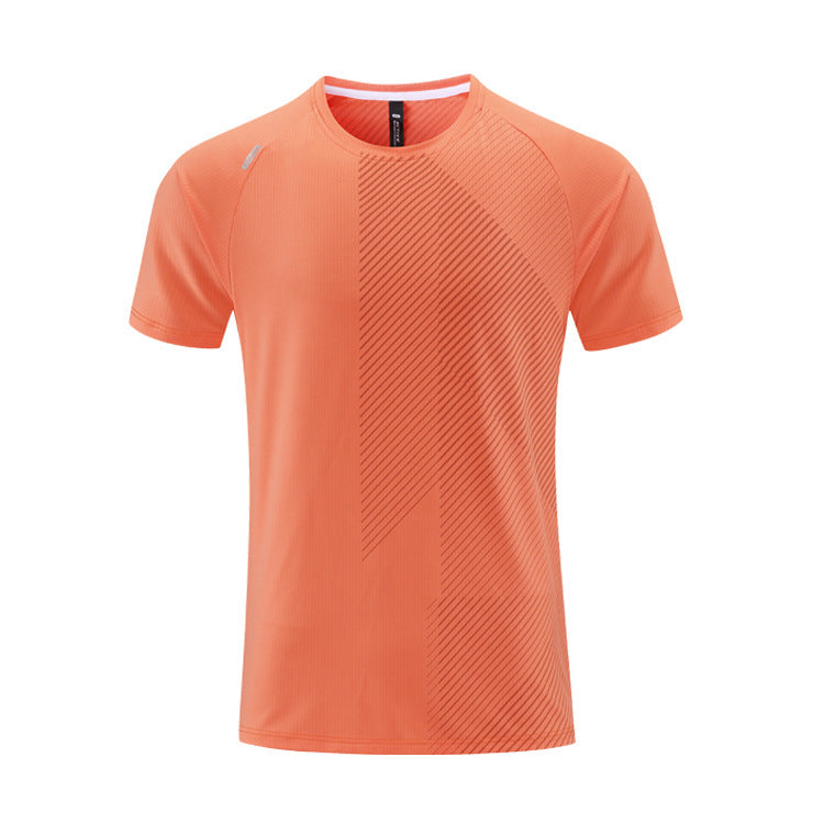 Thermal Transfer Printing Dark Grain Ice Silk Breathable Fitness Short Sleeve