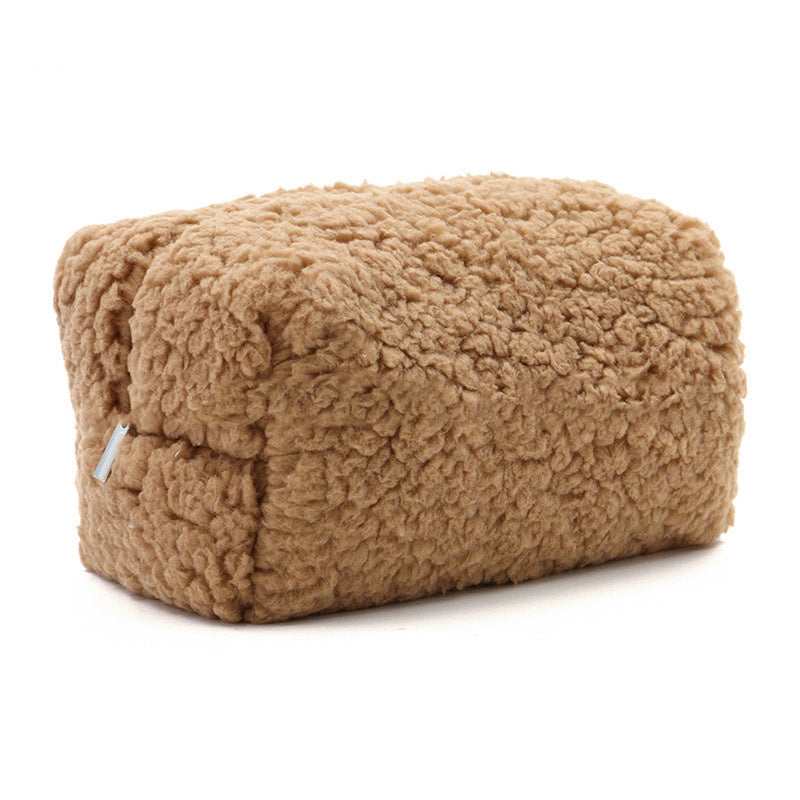 Sac de rangement de cosmétiques en peluche à fermeture éclair