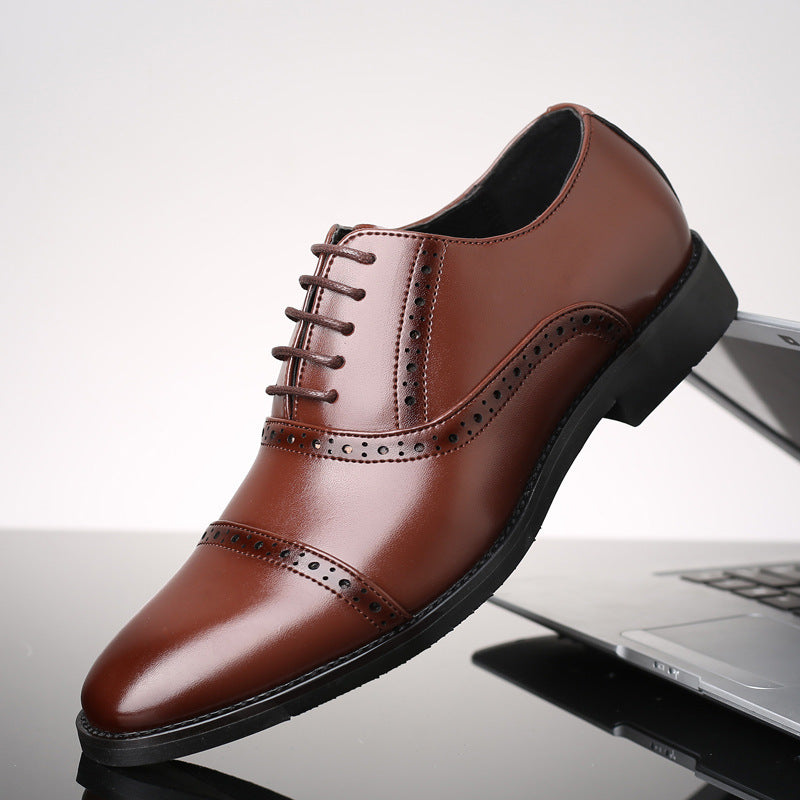 Zapatos de cuero de negocios informales británicos de estilo coreano para hombres