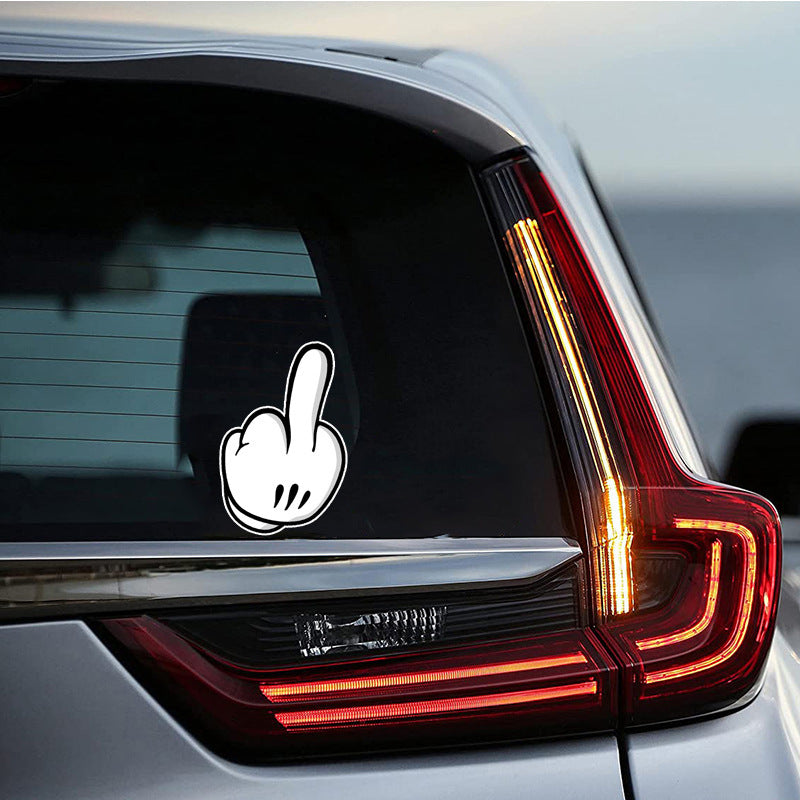Dedo medio coche impermeable pegatina ventana vidrio parachoques ventana pegatina flor