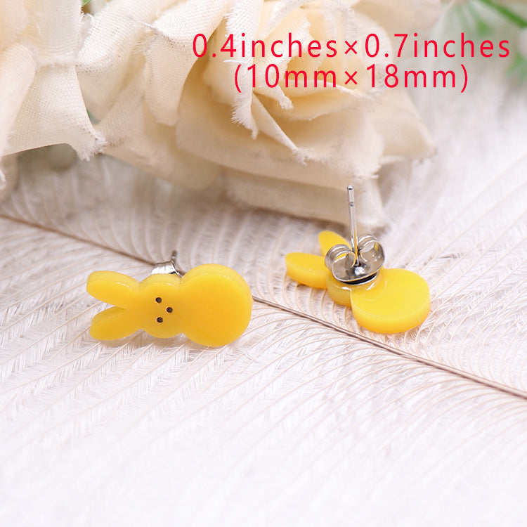 Boucles d'oreilles en acrylique de pâques en forme de lapin, mignonnes et à la mode pour femmes
