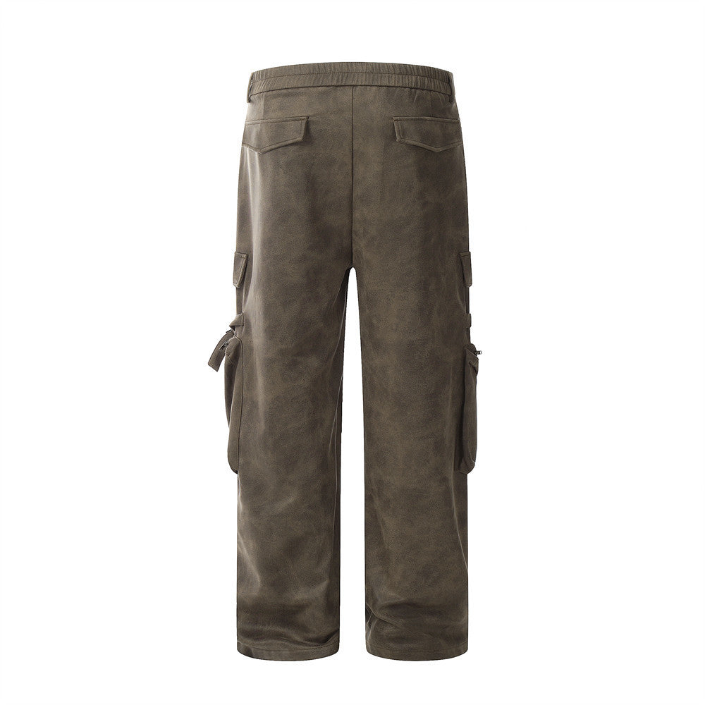 Loose Wide-leg Straight Trousers Multi-pocket Zipper Sports Pants