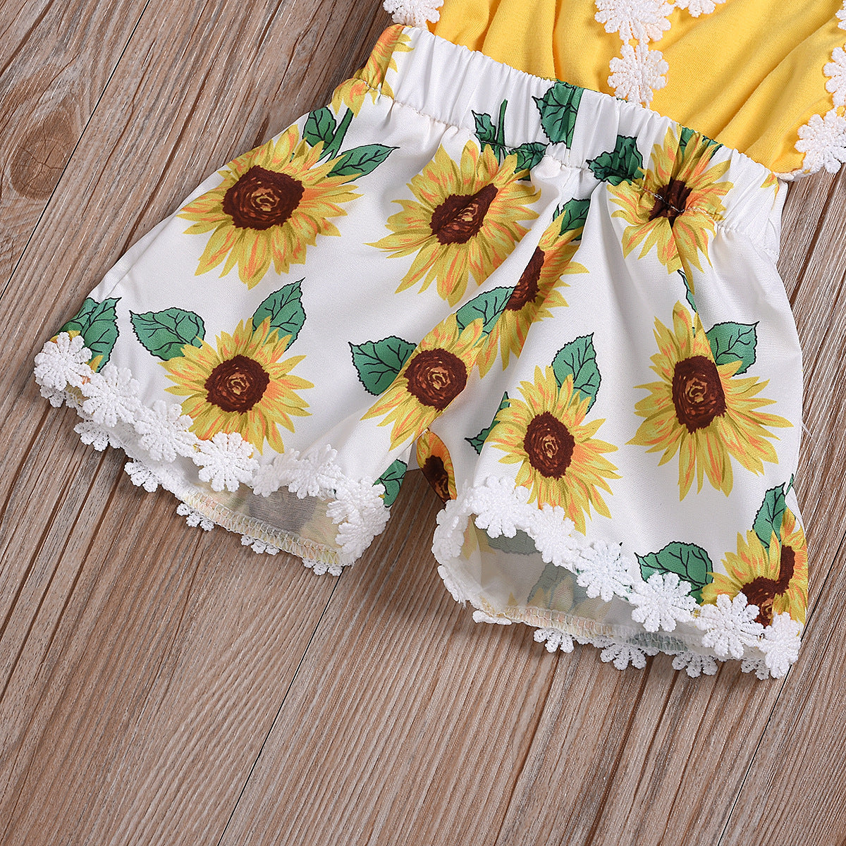 Ropa para niños Monos para bebés y niñas Mono de encaje con tirantes de girasol para niños