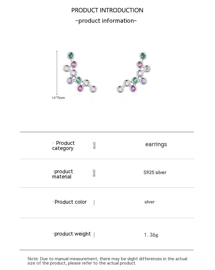 S925 Sterling Silver Rainbow Zircon Small Bubble Stud Earrings