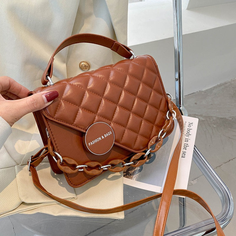 Bolso Cuadrado Pequeño Portátil Rombic Para Mujer Color Sólido