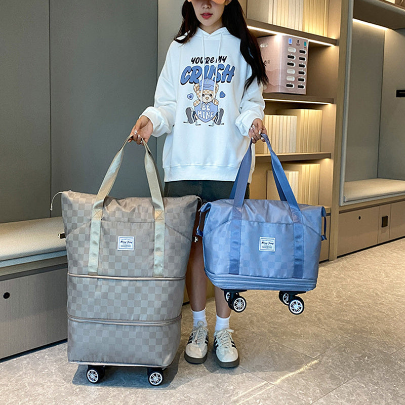 Bolsas de viaje de gran capacidad para mujer, bolsas de equipaje de doble capa de expansión con separación húmeda y seca