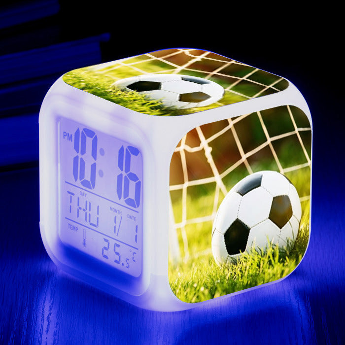 Modèle de Football petit réveil horloge carrée étudiant enfants alarme muette