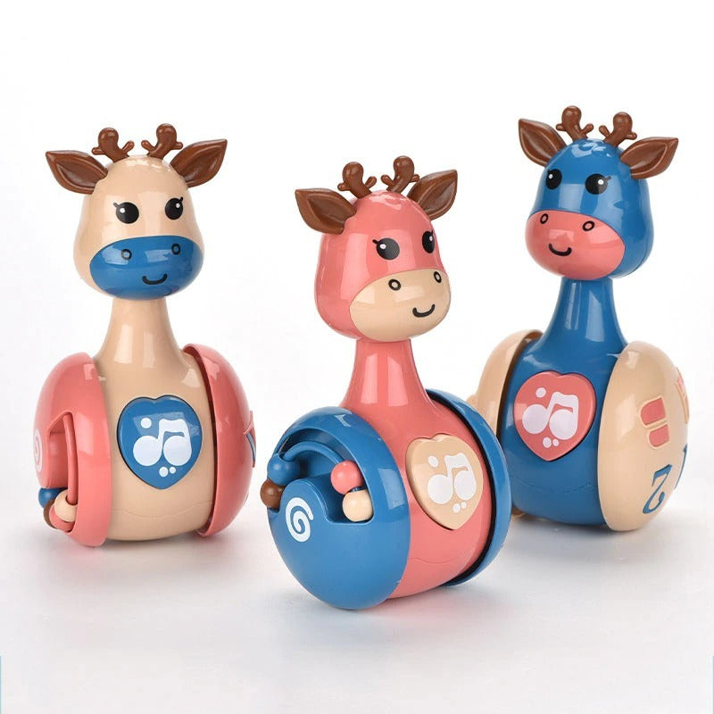 Sonajero de vaso para bebé con ciervo deslizante 3 en 1, juguete de vaso deslizante, sonajero para bebé, juguete de baño Montessori para W, anillo incorporado, oso, Roly-Poly, aprendizaje temprano, vaso de Navidad