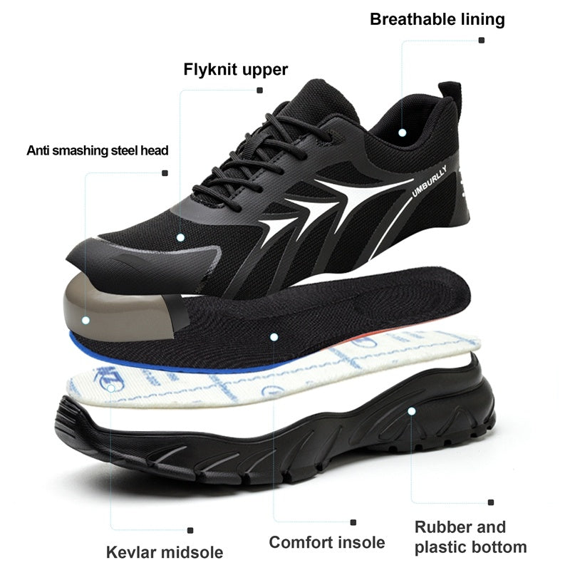 Chaussures de sécurité anti-écrasement et anti-pénétration pour la protection du travail, embouts en acier