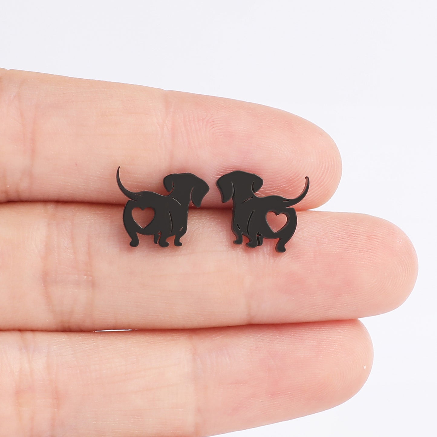 Boucles d'oreilles en forme d'amour pour chien, clous d'oreilles en acier inoxydable, ornement