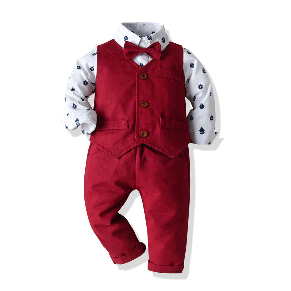 Costume chemise et pantalon à manches longues pour enfants garçons