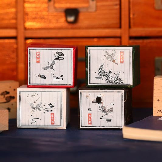 Mr. Paper Juego de sellos de madera, serie Huahegui, manual, material de papelería, impresión DIY