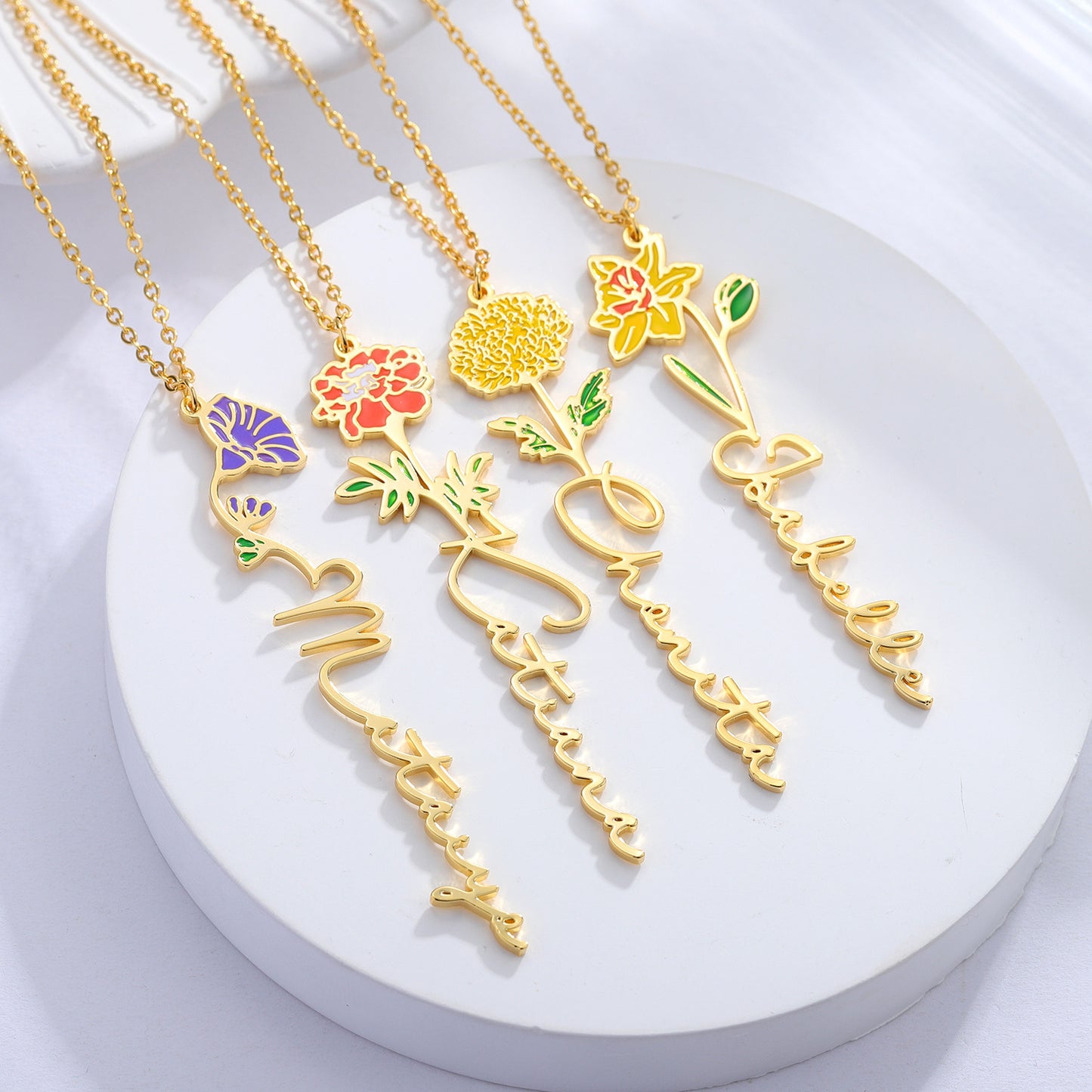 Collier en métal en acier inoxydable, couleur titane, fleur de décembre, bricolage