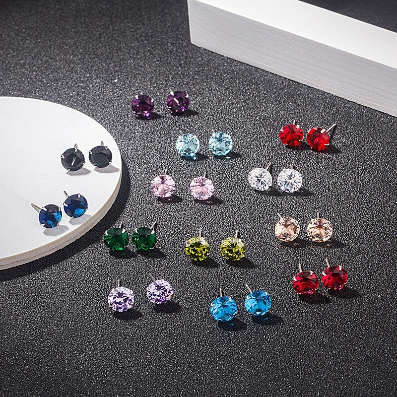 Boucles d'oreilles classiques à quatre griffes en argent sterling S925
