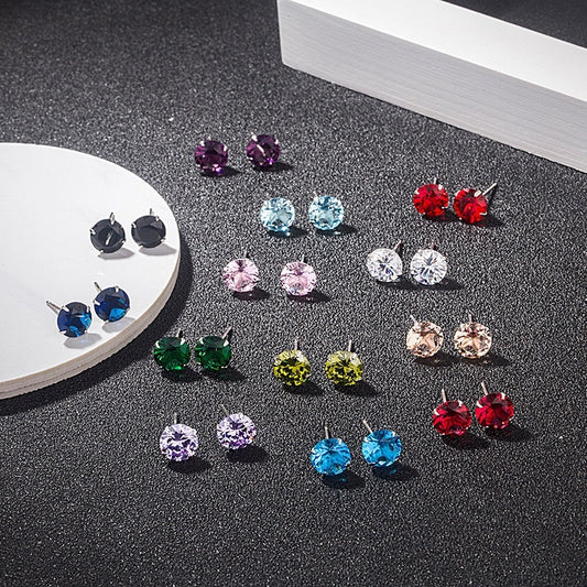 Boucles d'oreilles classiques à quatre griffes en argent sterling S925
