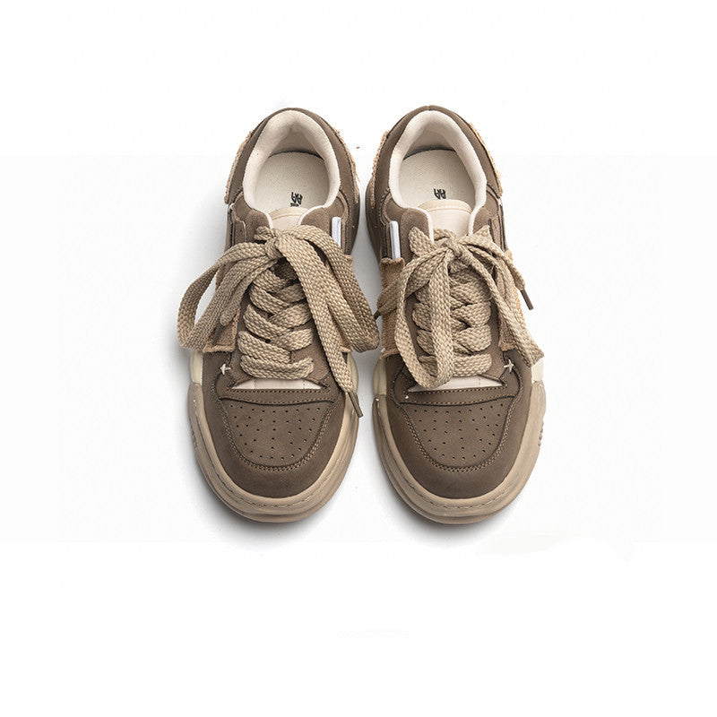 Zapatos vintage de cuero con parches versátiles e informales para hombre